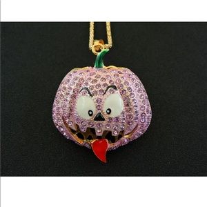 Halloween Scary Purple Jack O’ Lantern Pumpkin Necklace